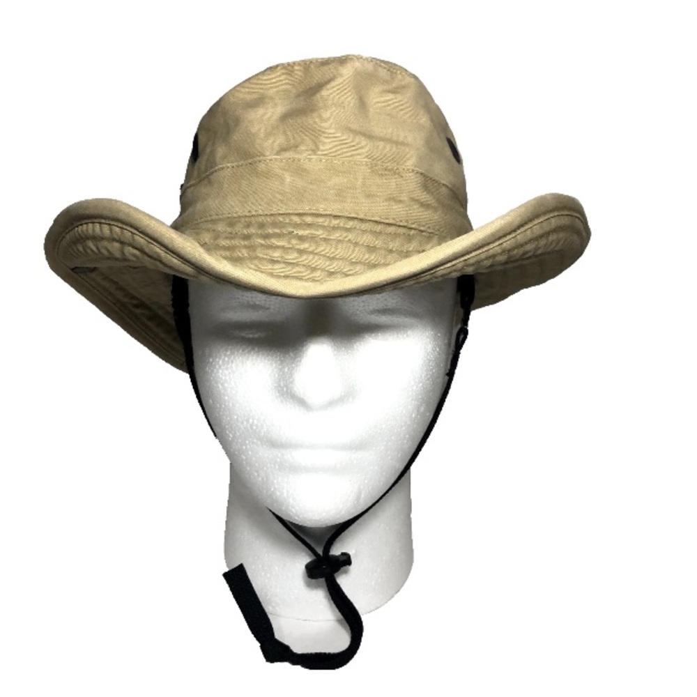 LL Bean Bucket Sun Hat Adult Size S Khaki Chin Strap Beach Fishing Hiking